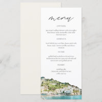 AMALFI COAST Watercolor Wedding Menu Cards