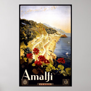 Amalfi Coastline Italien Travel Poster 1910 - 1920