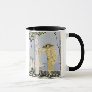 Amalfi, Illustration einer Frau in einem gelben Tasse