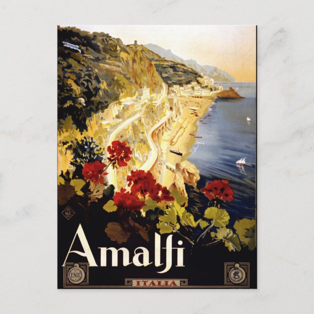 Amalfi, Italia travel poster Postkarte (Vorderseite)