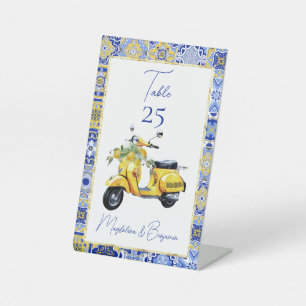 Amalfi Italian Blue Tile Scooter Lemons Wedding Sockelschild