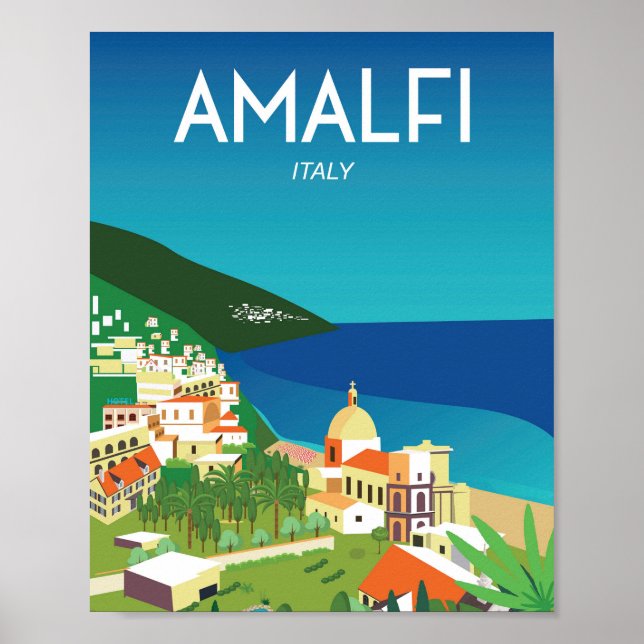 Amalfi Italie poster de voyage ville italienne med (Devant)