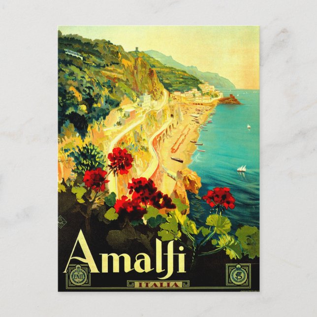 Amalfi Italien Italia VintageReisewerbung Postkarte (Vorderseite)