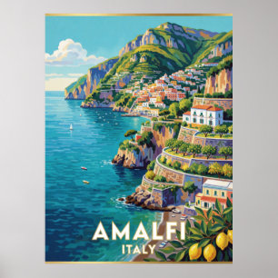 Amalfi Italien Küsten-Reiseszene 🍋 Poster