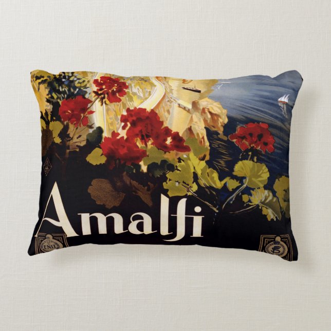 Amalfi Italien Reiseplaner Kunst Grafik Dekokissen (Rückseite)