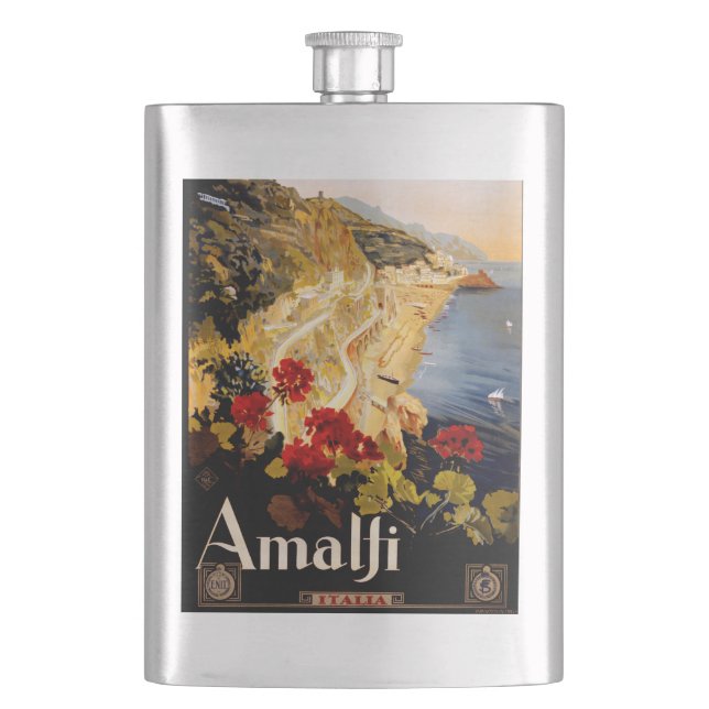 Amalfi Italien Reiseplaner Kunst Grafik Flachmann (Vorderseite)