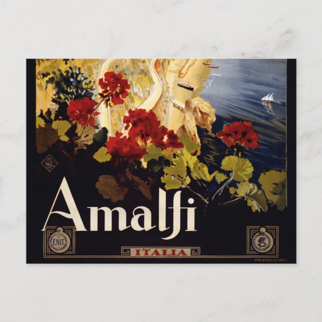 Amalfi Italien Reiseplaner Kunst Grafik Postkarte (Vorderseite)