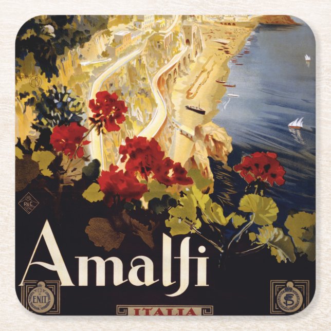 Amalfi Italien Reiseplaner Kunst Grafik Rechteckiger Pappuntersetzer (Vorderseite)