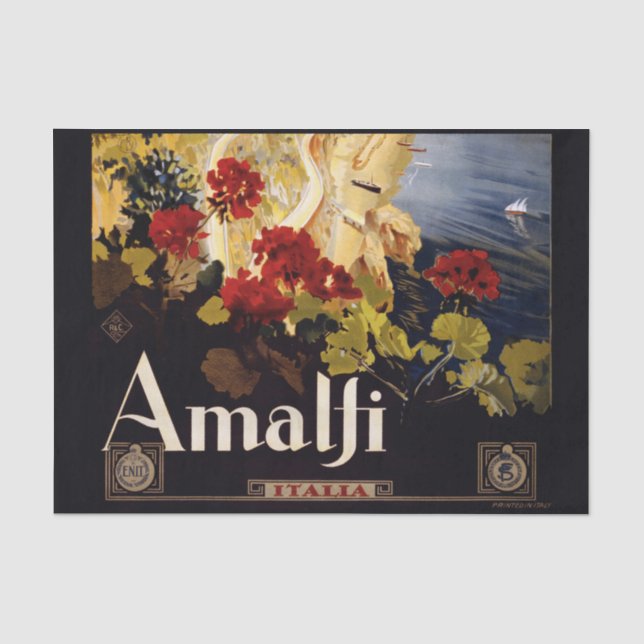 Amalfi Italien Reiseplaner Kunst Grafik Seidenpapier (Vorderseite)