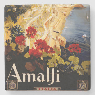 Amalfi Italien Reiseplaner Kunst Grafik Steinuntersetzer