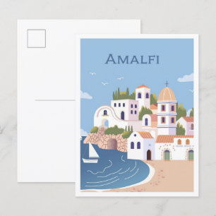 Amalfi Italien Vintage-Illustration Reise Postkarte