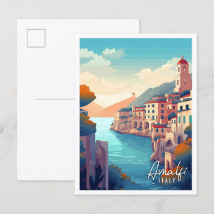 Amalfi Italien Vintage Kunstreisemodelle Postkarte