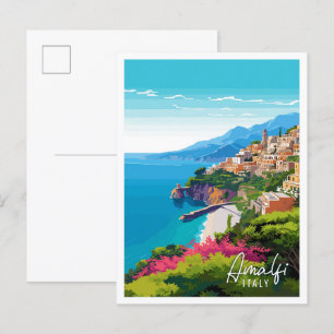 Amalfi Italien Vintage Reise Illustration Postkarte