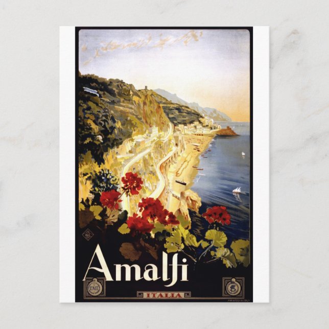Amalfi Italien Vintage Reise Postkarte (Vorderseite)