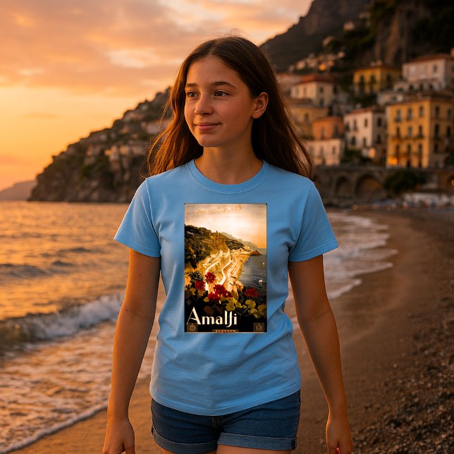 Amalfi, Italien Vintager Mittelmeertourismus T-Shirt (Von Creator hochgeladen)