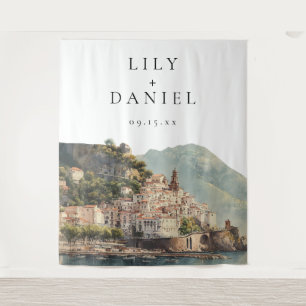 Amalfi-Italienische Hochzeits-Fotohintergrund Wandteppich