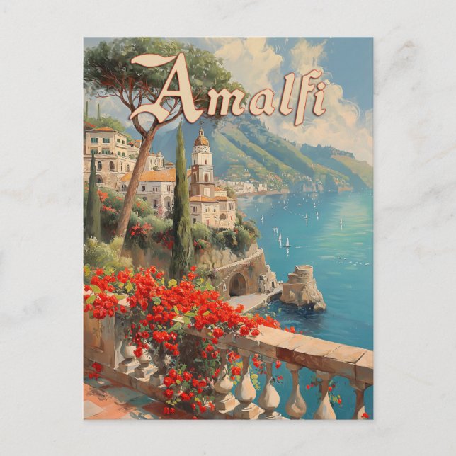 Amalfi Italienische Küste Vintage Reise Postkarte (Vorderseite)
