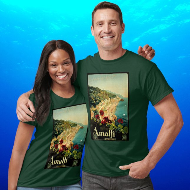Amalfi Italienische Küste, Vintage Travel Poster I T-Shirt (Vintage Travel, Amalfi Italian Coast Beach T-Shirt)