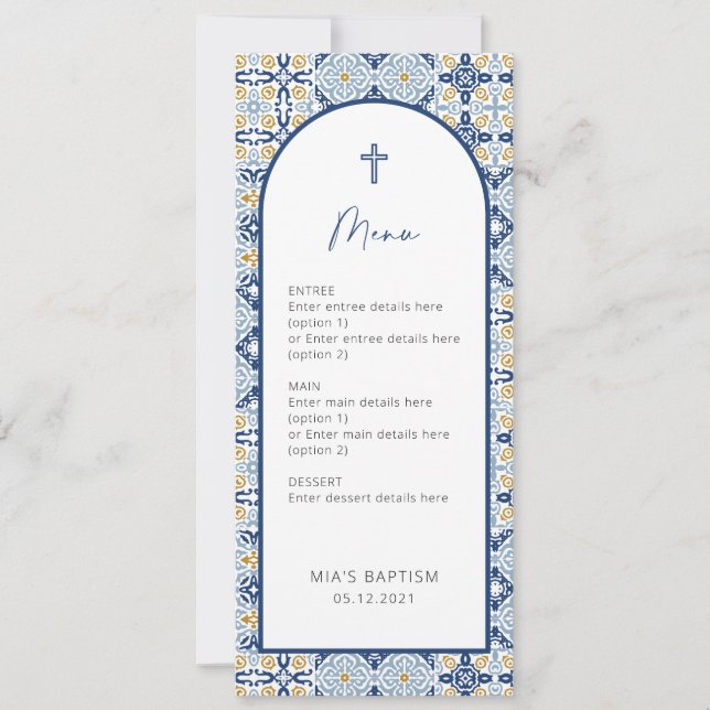 Amalfi Italienische Tile Summer Baptiskarte Einladung (Vorderseite)