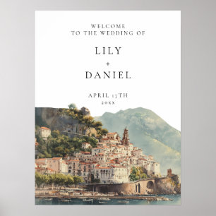 Amalfi-Italienisches Hochzeits-Willkommensschild Poster