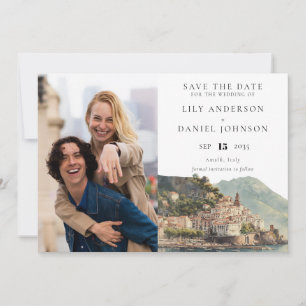 Amalfi Italienisches Wasserfarbfoto Hochzeit Save The Date