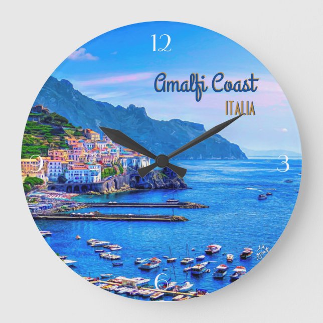 Amalfi Italy Europe Travel Photography Große Wanduhr (Vorderseite)