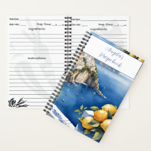 Amalfi Kastenblauer Zitronen Ihr Namensrezept Notizbuch