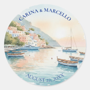 Amalfi-Küste Amore Italien Destination Hochzeit Runder Aufkleber