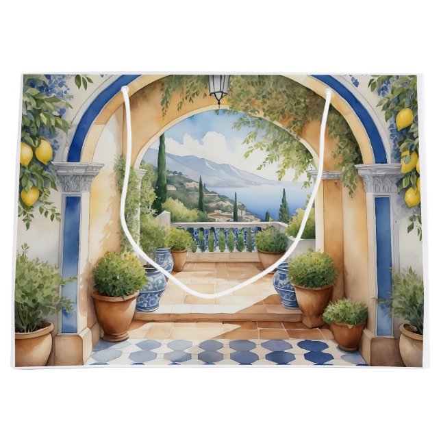 Amalfi Küste Archway Mittelmeerblick Große Geschenktüte (Vorderseite)