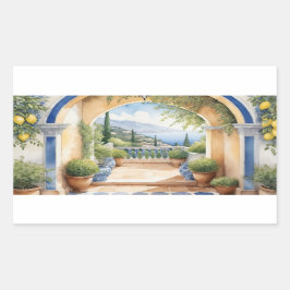 Amalfi Küste Archway Mittelmeerblick Rechteckiger Aufkleber