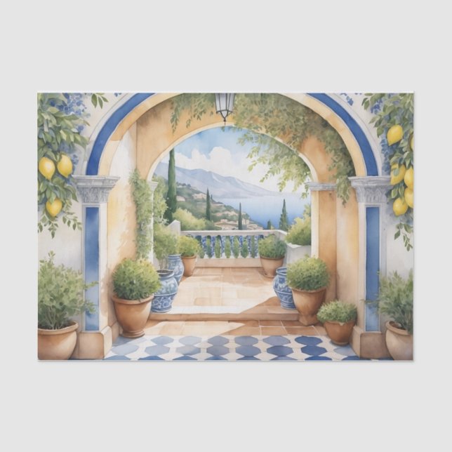 Amalfi Küste Archway Mittelmeerblick Seidenpapier (Vorderseite)