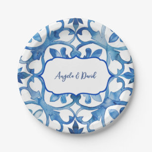 Amalfi-Küste Blaue Weiße Fliesen Italien  Pappteller
