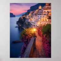 Amalfi Küste in der Abenddämmerung Kunstdruckerei