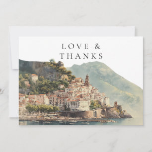 Amalfi-Küste Italien Aquarell-Hochzeitsfoto Dankeskarte