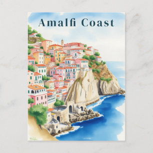 Amalfi-Küste Italien Aquarell Küstenstadt Postkarte