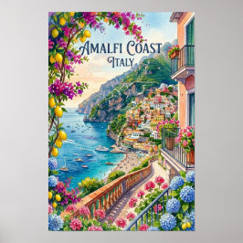 Amalfi-Küste Italien Aquarell Reise Tropisch Poster