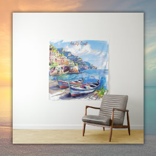 Amalfi Küste Italien Aquarellbilder Wandteppich