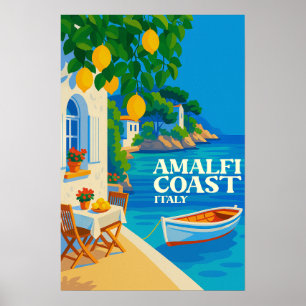Amalfi-Küste Italien Farbige Vintage-Reise Poster