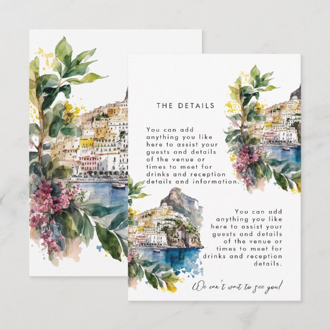 Amalfi Küste Italien Hochzeitskarte Begleitkarte (Vorne/Hinten)