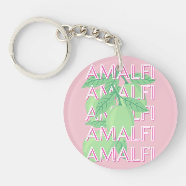 Amalfi Küste, Italien Reisen Kunst, Rosa Schlüsselanhänger (Vorderseite)