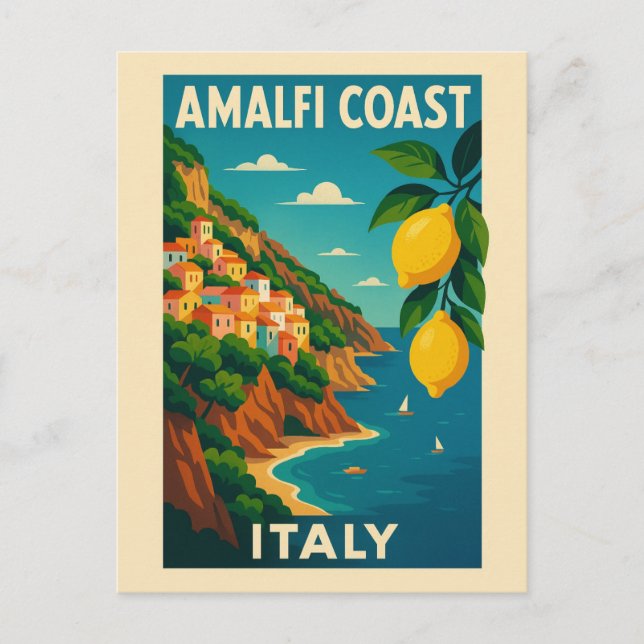 Amalfi Küste Italien Vintage Reise Postkarte (Vorderseite)