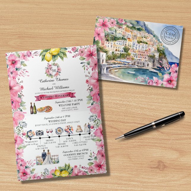 Amalfi Küste Italien Wasserfarben Hochzeit in Urla Einladung (Von Creator hochgeladen)