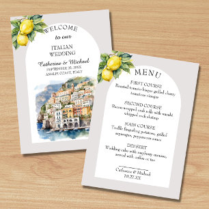 Amalfi Küste Italien Wasserfarben Hochzeit in Urla Menükarte