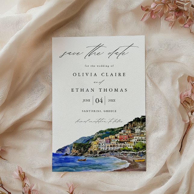 Amalfi Küste Italien Wasserfarben Hochzeit in Urla Save The Date (Von Creator hochgeladen)