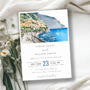 Amalfi Küste Italien Wasserfarbenwelt Hochzeit Einladung