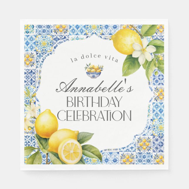 Amalfi Küste Italienische Geburtstagsparty Tischde Serviette (Vorderseite)