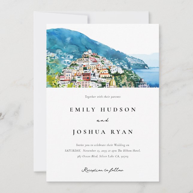 Amalfi Küste Italienische Hochzeit Einladung (Vorderseite)