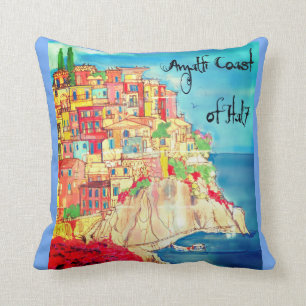 Amalfi-Küste Italiens Aquarell Mittelmeer Kissen