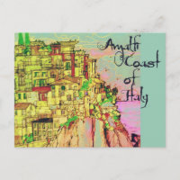 Amalfi-Küste Italiens Bunte Postkarte von Künstler