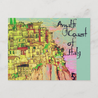 Amalfi-Küste Italiens Bunte Postkarte von Künstler